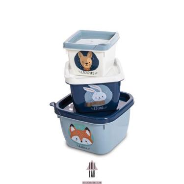 Imagem de Kit 3 Potes Infantil Bebê Lanches Congelar Papinha com Tampa - PLASUTI