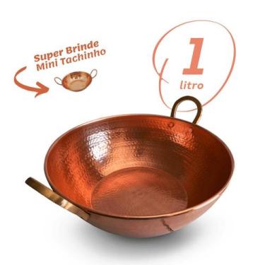 Imagem de Tacho de cobre 1 Litro com alças de Bronze - Artesanato Líder
