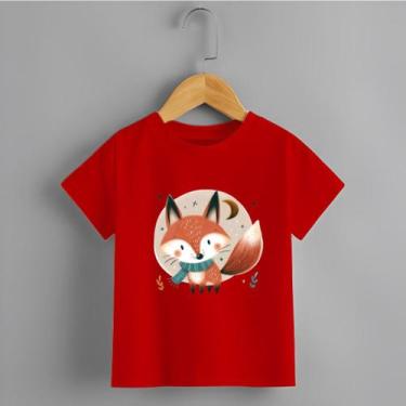 Imagem de Camiseta Infantil Unissex Raposa Personalizada Delicada 100% Algodão -