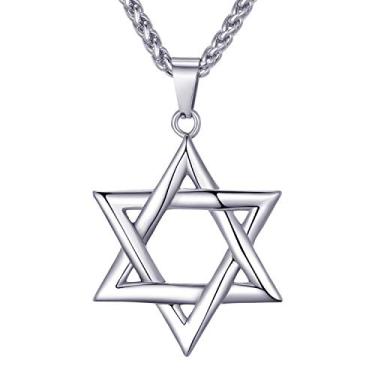 Imagem de MOO&LEE Colar masculino com pingente de estrela de Davi em aço inoxidável, Aço inoxidável