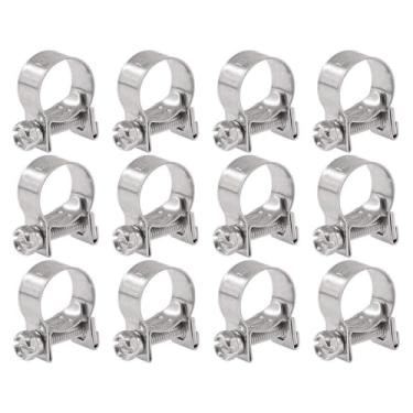 Imagem de 12 Pcs Mini Linha de Injeção de Combustível Aço Inoxidável Ajustável 8-10mm Faixa Braçadeira de Mangueira para Tubo de Gasolina Diesel Encanamento Automotivo (8-10mm)(13-15mm)