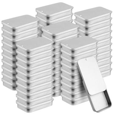 Imagem de SEHOI Pacote com 60 recipientes de metal deslizantes de lata, mini recipientes de metal de 14,2 g, caixa retangular de metal com tampas deslizantes, latas organizadoras vazias para velas, joias, kit