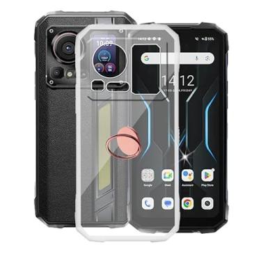 Imagem de Capa de telefone para Hotwav Hyper 7 Pro (6,6 polegadas), com rotação de 360 graus, suporte de anel de dedo de silicone transparente à prova de choque X anti-arranhões TPU bumper capa macia para