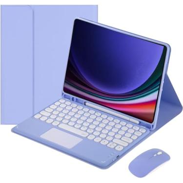 Imagem de AIDASHINE Capa com teclado para Samsung Galaxy Tab S6 Lite 10,4 polegadas 2024/2022/2020- Trackpad multitoque, capa removível sem fio para tablet, roxo