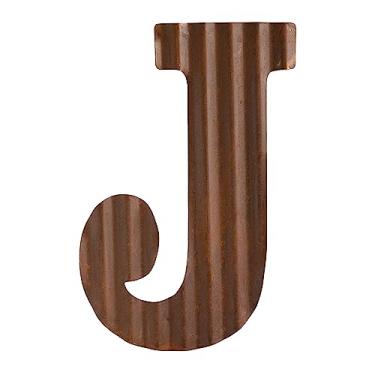 Imagem de COLLECTIVE HOME - Letras de metal de 30,5 cm para decoração de parede, letras enferrujadas onduladas, decoração de parede suspensa rústica, decoração de casa de fazenda com monograma, placas do