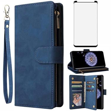 Imagem de Asuwish Capa carteira compatível com Samsung Galaxy S9, protetor de tela de vidro temperado e capa flip de couro, suporte para cartão, acessórios de celular, capas para celular para Glaxay S 9 Edge 9S