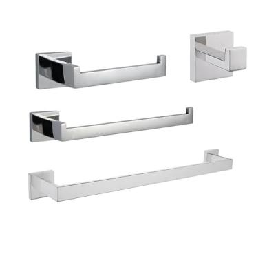 Imagem de Acessórios para banheiro Conjunto de ferragens Decoração Suporte para rolo de papel higiênico Gancho para toalha Barra de parede dourada escovada Prateleira de aço inoxidável, PC, Conjunto de 4 p