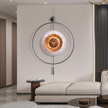 Imagem de Relógio de parede para decoração de sala de estar, relógios de parede decorativos com pêndulo para quarto, cozinha, escritório, casa, relógio de parede moderno grande operado por bateria, relógio