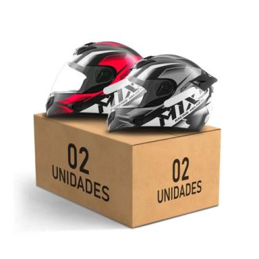 Imagem de Kit 2 Capacetes Mixs MX2 Storm Fechado Moto Masculino Feminino, VERMEL