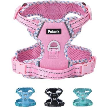Imagem de Petank Peitoral para cães de tamanho grande, peitoral para cães de tamanho grande para treinamento de cães, caminhada, sem puxão, para cães grandes, peitoral grande (rosa, G)