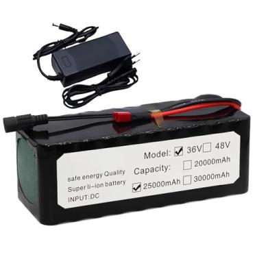 Imagem de Bateria de lítio de 36 V Pacote de bateria recarregável de 36 V e 25 Ah Bateria de bicicleta elétrica 10S4P para motor de scooter de bicicleta elétrica de 250-1000 W (com carregador)