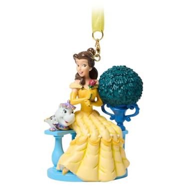 Imagem de Disney Store Enfeite oficial de caderno de esboços da Bela e a Fera, decoração de árvore de Natal adequado para pendurar ou independente, 9 cm / 3,5"