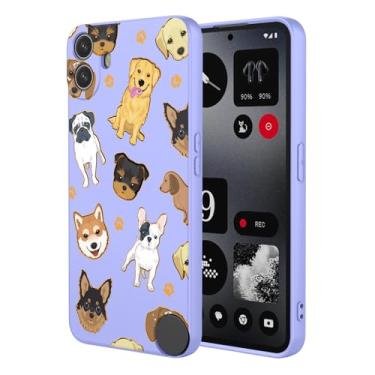 Imagem de KOARWVC Capa de telefone para Nothing CMF Phone 1, capa com design de padrão de gato fofo, fina, protetora, macia, amortecedora, capa de telefone para celular 1 cachorro roxo