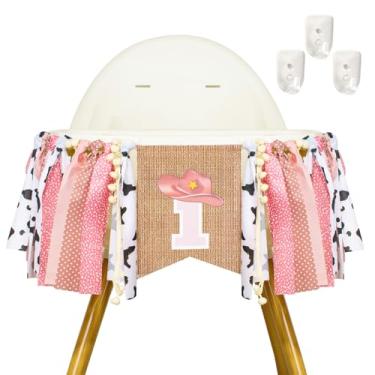 Imagem de Anwyll Faixa de Cadeira Alta de 1º Aniversário para Meninas, Tema Fazenda, Decoração de Festa de Aniversário de 1ª Vaqueira