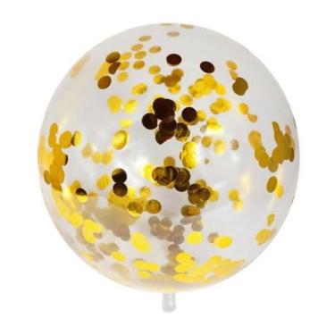 Imagem de Balão Bubble 30cm Transparente Confete Dourado - 01 unid - PB Festas
