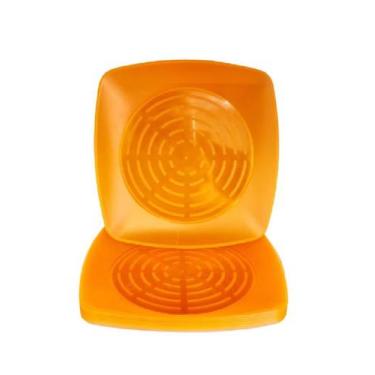 Imagem de Prato Acrílico Quadrado Resistente 22cm Laranja Tr - 10 unid - PB Fest