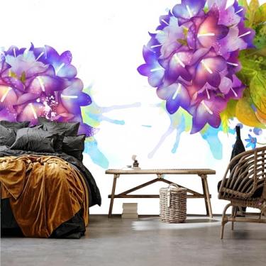 Imagem de Lcythiazole Papel de parede floral de tamanho personalizável - Papel de parede para quarto de meninas Papel de parede feminino autoadesivo removível para quarto de meninas