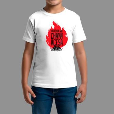 Imagem de Camisetas Infatil Básica Casual Confortável Gola Redonda Chama Acessa 