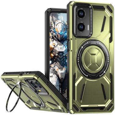 Imagem de CCSmall Capa para Moto Edge 50 Fusion com suporte para homens, capa protetora à prova de choque de grau militar com suporte giratório de 360° para celular Motorola Edge 50 Fusion 2HJ verde