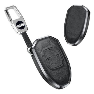 Imagem de HIBEYO Capa de chaveiro de 4 botões compatível com Trumpchi GAC 2021 GS7 GS8 GM8 GS5 GA6 GM6 GN8 Empow J15 J16 2023 2022 Acessórios Liga e Capa de chave de couro com chaveiros - Preto