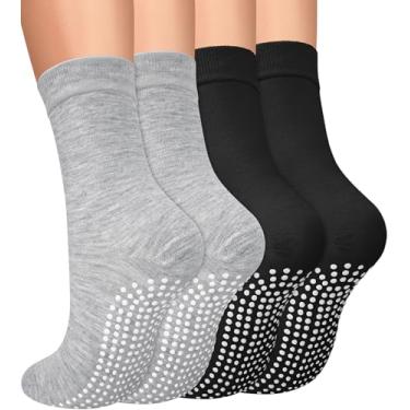 Imagem de yeuG Meias Antiderrapantes Para Mulheres Meias De Pilates Meias Aderentes Para Ioga, Barra, Treino Descalço Meias Antiderrapantes Para Hospitais