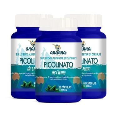 Imagem de 3x Suplemento Picolinato de Cromo 60 Caps 500mg - Ananna Store