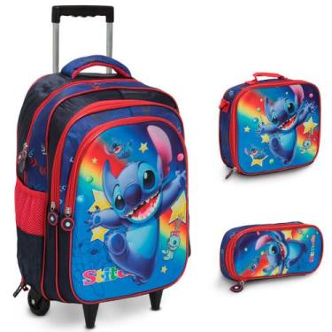 Imagem de Kit Mochila Infantil De Rodinhas Stitch Creche Passeio - Plike, Poliés