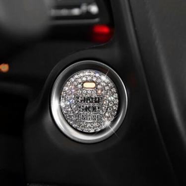 Imagem de WXZOS Tampa de proteção do botão de ignição de partida do motor de cristal de liga de zinco adequada para Mazda, capa de partida de uma chave de liga de zinco