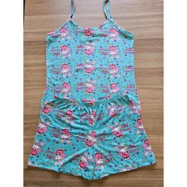 Imagem de Pijama Feminino em Suede Short Doll Alça - Patricia , Coelhinho verde,