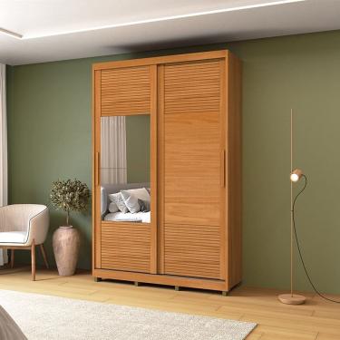 Imagem de Guarda-roupa 2 Portas de Correr com Espelho e 03 Gavetas em 100% Mdf Thales Marrom