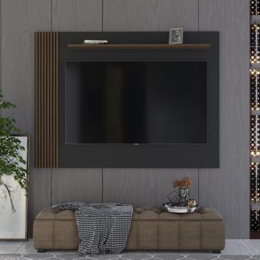Imagem de Painel Ripado Para Tv Até 70 Polegadas Grécia 180cm Preto E Freijó