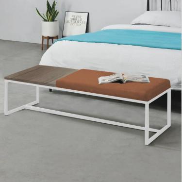 Imagem de Calçadeira Recamier Londres 160cm Industrial Branco Suede Terracota Tampo Quadrado mdf...