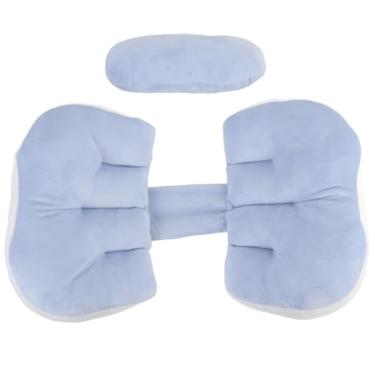 Imagem de Travesseiro de Cunha de Gravidez, Travesseiro Lateral para Dormir, Travesseiro de Suporte de Barriga, Design Em Forma de U para Suporte Ideal, Material de Fibra de Poliéster (Azul)