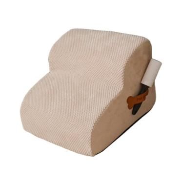Imagem de WeiLaiKeQi Escadas de cachorro para cães pequenos cães passo 2 etapa leve para sofá, rampa de cães macios, etapa de animais de estimação para cães mais velhos, Bege
