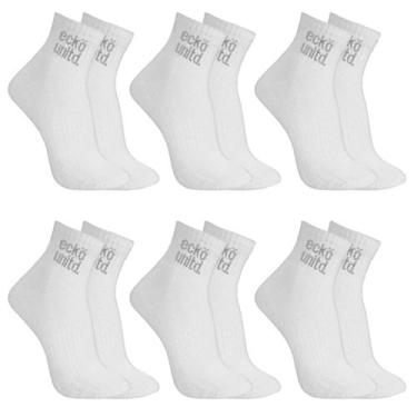 Imagem de Kit 6 Pares Meias Ecko Unltd Cano Médio Feminino Branco