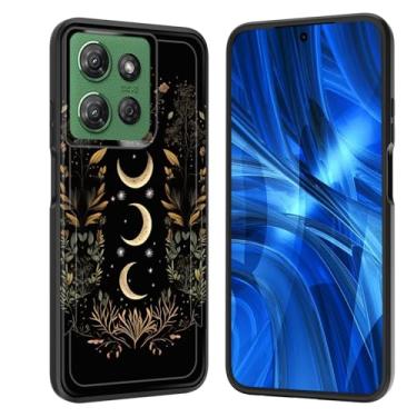 Imagem de JHYYTUJTYP Capa para Moto G 5G 2025, [Teste de queda de grau militar] Capa protetora resistente à prova de choque resistente para Motorola Moto G 5G 2025 6,7 polegadas, lua estrela flores