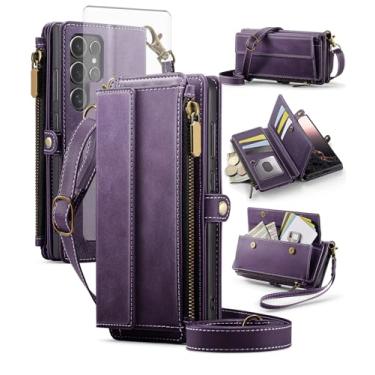 Imagem de Asuwish Capa de telefone para Samsung Galaxy S24 Ultra 5G Capa carteira com zíper com protetor de tela e alça transversal alça flip bloqueio RFID suporte para cartão celular S24Ultra 24S S 24 24Ultra