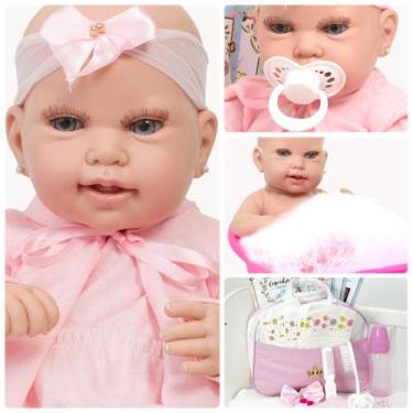 Imagem de Bebe Reborn De Silicone Lara Carequinha Com 20 Acessórios - Cegonha Re