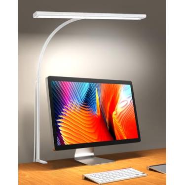 Imagem de iFalarila Luminária De Mesa Com Braçadeira E Brilho Ajustável, Led Que Protege Os Olhos, Cabeça Giratória, Alimentação Usb, Design Compacto Para Escritório, Leitura, Trabalho E Iluminação De Mesa Em