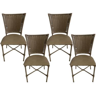 Imagem de 4 Cadeira Vivara Mesa Jantar Estofada Cozinha Fibra Sintética Areia