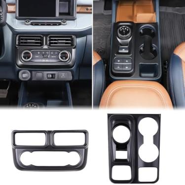 Imagem de Aunginsy Kit de decoração de console central compatível com Ford Maverick 2022-2025 console central saída de ar condicionado tampa de ventilação painel de mudança de marchas suporte de copo adesivo