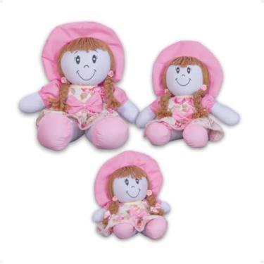 Imagem de Bonecas Pano Brincar Decoração Macia Versátil P, M, G Fofa (Floral Rosa)