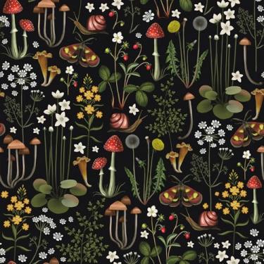 Imagem de VEELIKE Papel de parede Floresta Negra Peel and Stick Boho Cogumelo Papel de Parede para Quarto de Banheiro de Quarto de Bebé 43 cm x 900 cm Papel de Parede Floresta Escura Autoadesivo Removível Papel