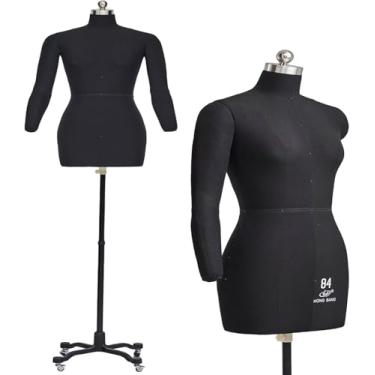 Imagem de Forma De Vestido Pinável Plus Size Com Braços Macios - Manequim Feminino De Tamanho Completo Para Costurar Roupas E Costurar - Manequim Com Rodas Para Adultos - Ideal Para Costure, Black, S
