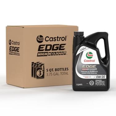 Imagem de Castrol Edge High Mileage 0W-20 Óleo de motor totalmente sintético avançado, 5 quartos, pacote com 3