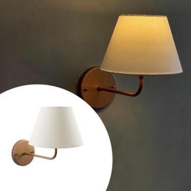 Imagem de Arandela De Parede Cobre Para Quarto Dormitorio Cupula Bege, Branco e 