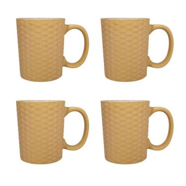 Imagem de Jogo De Caneca Café Porcelana Desenho Rattan Com 4 Unidades - Hauskraf