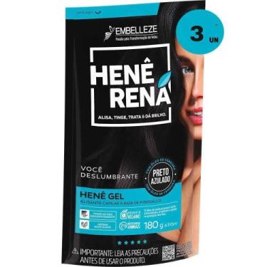 Imagem de KIT C/ 3UN Hene Rena Em Gel 180g Preto Azulado Embelleze - Rená