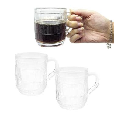 Imagem de Jogo 2 Xícaras Caneca De Vidro Transparente Com Alça 250ml - CLICK HOU