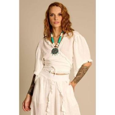 Imagem de Cropped Transpassado Com Babadinhos Branco Yacamim A30-Feminino